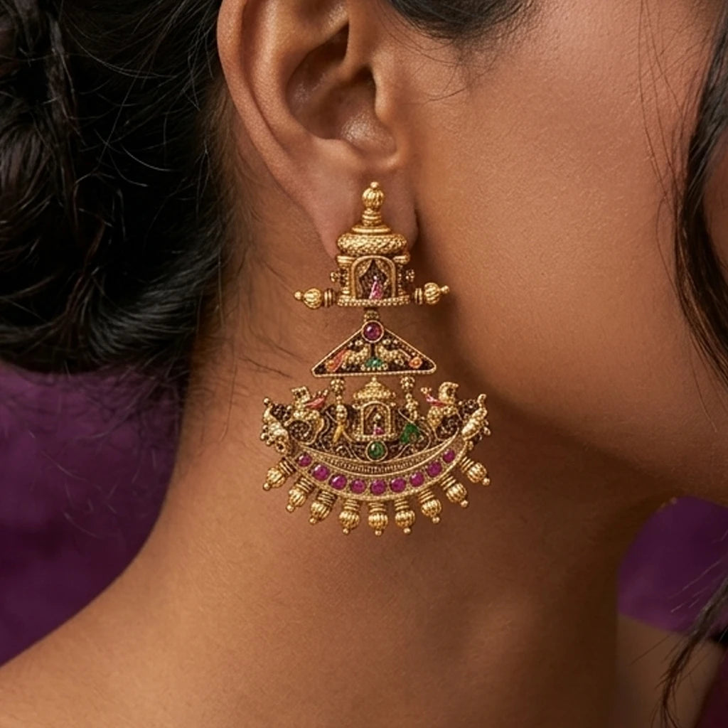 Elegents' Meenakari Pallaki Earrings Set